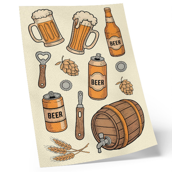 Póster Elementos de cerveza, ambiente retro acogedor, estilo vintage.