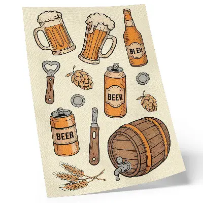 Póster con elementos de cerveza en un acogedor ambiente vintage