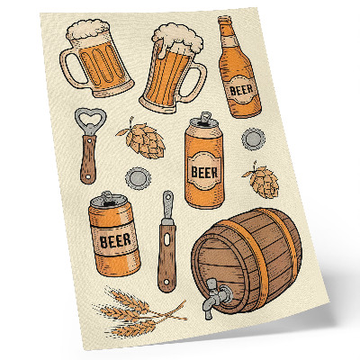 Póster Elementos de cerveza, ambiente retro acogedor, estilo vintage.