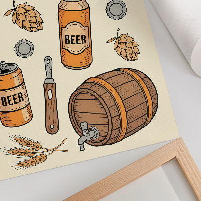 Póster Elementos de cerveza, ambiente retro acogedor, estilo vintage.