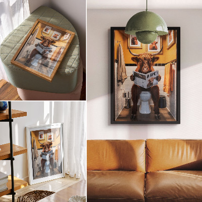 Póster con colores saturados Paredes naranjas búfalo en revista de baño