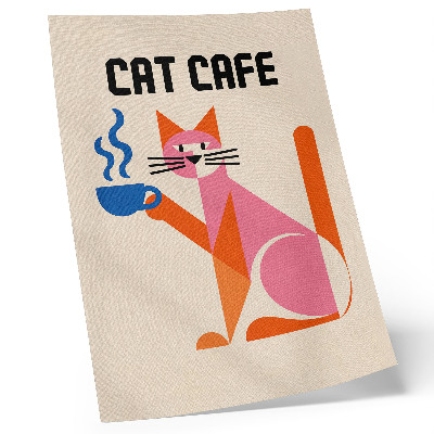 Póster con colores saturados Motivo creativo retro de gato y café