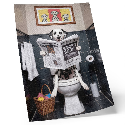 Lienzo decorativo moderno Dálmata leyendo el periódico, arte pop colorido