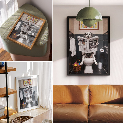 Lienzo decorativo moderno Dálmata leyendo el periódico, arte pop colorido