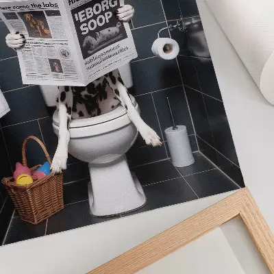 Lienzo decorativo moderno dálmata leyendo el periódico en estilo arte pop colorido