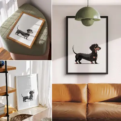 Lámina artística motivo en blanco y negro con el dibujo de un perro