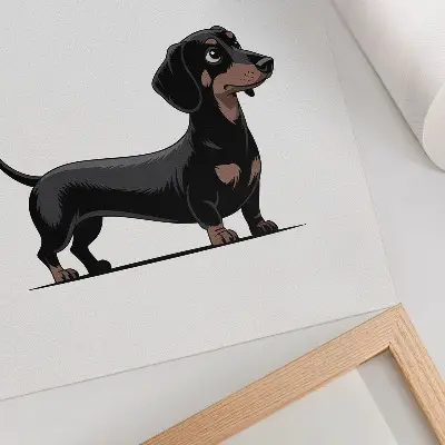 Lámina artística motivo en blanco y negro con el dibujo de un perro