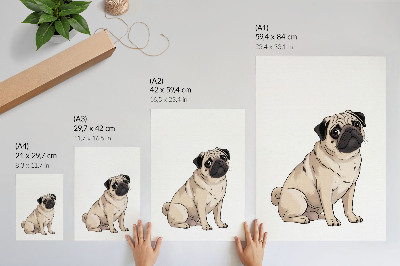 Póster de retrato de perro en estilo ilustrativo con colores saturados y delicados