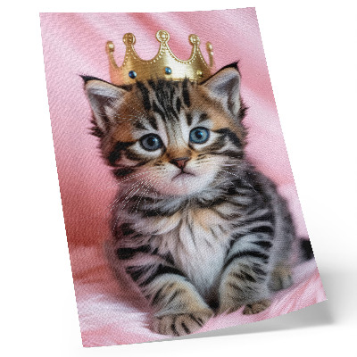 Póster Corona de gatito rosa con ojos azules, decoración