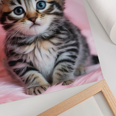 Póster Corona de gatito rosa con ojos azules, decoración