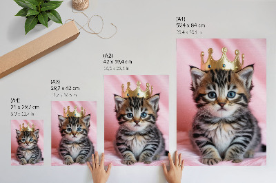 Póster Corona de gatito rosa con ojos azules, decoración
