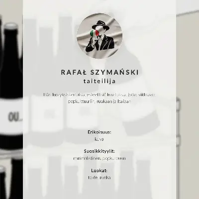 Ilustración minimalista de una mano con una botella póster con colores saturados en blanco y negro