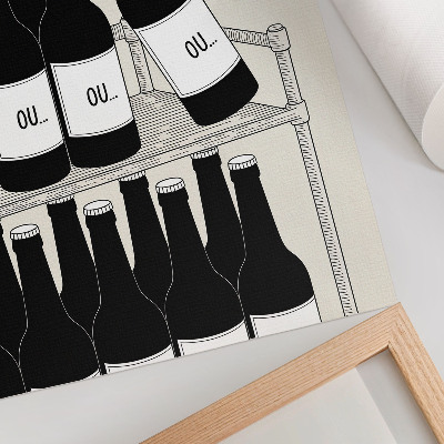 Póster con colores saturados Ilustración minimalista de una mano en blanco y negro con una botella.