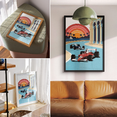 Lienzo decorativo moderno Carrera exótica al atardecer