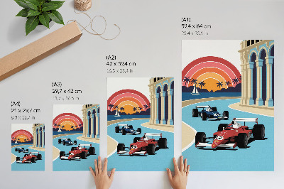 Lienzo decorativo moderno Carrera exótica al atardecer