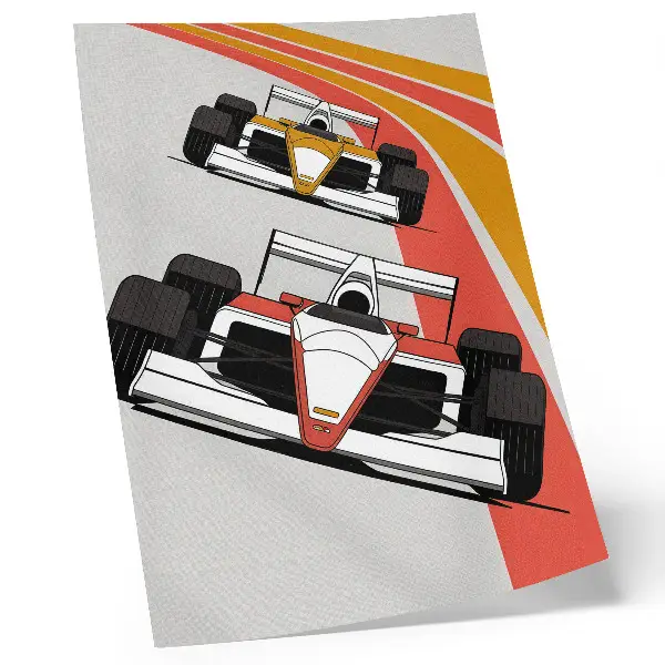 Póster autos de carreras con diseño de pista dinámica