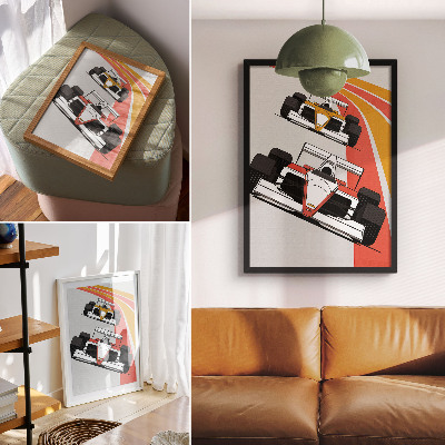 Póster Autos de carreras pista dinámica modernidad