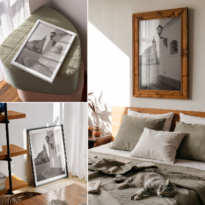 Lienzo decorativo moderno con diseño de elegancia y simetría en arquitectura en blanco y negro