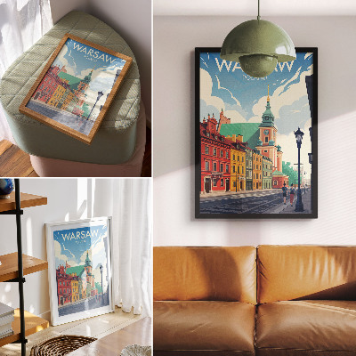 Póster Edificios de apartamentos coloridos, arquitectura de cielo azul