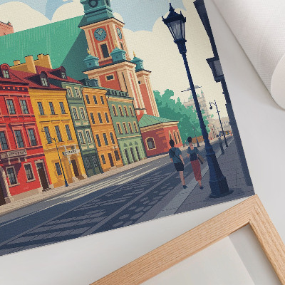 Póster Edificios de apartamentos coloridos, arquitectura de cielo azul