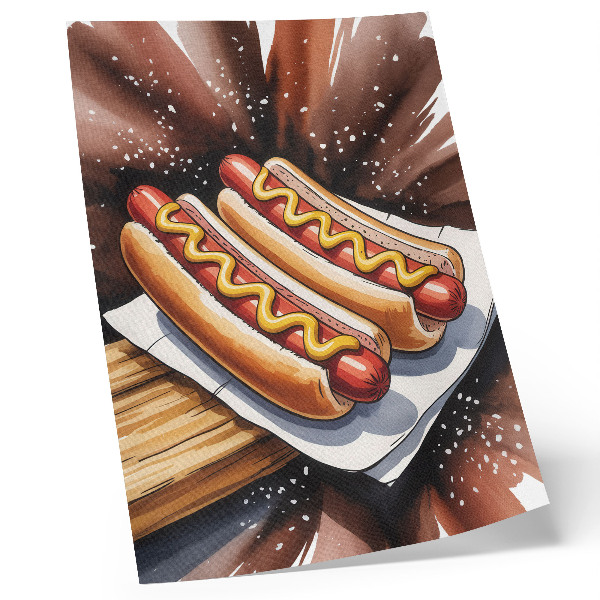 Lámina artística de alta calidad Deliciosos perritos calientes en un ambiente alegre y moderno.