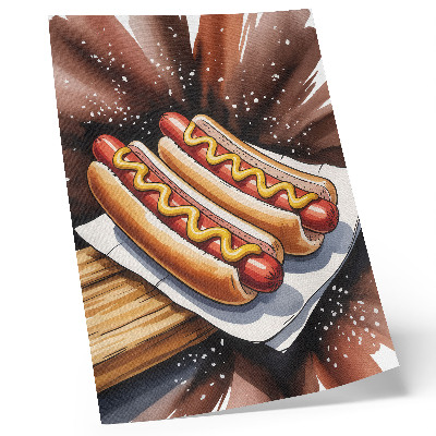 Lámina artística de alta calidad Deliciosos perritos calientes en un ambiente alegre y moderno.
