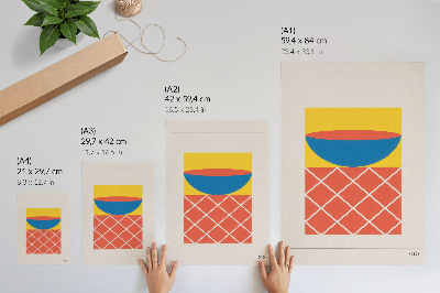 Póster con colores saturados Composición geométrica amarilla, azul y roja