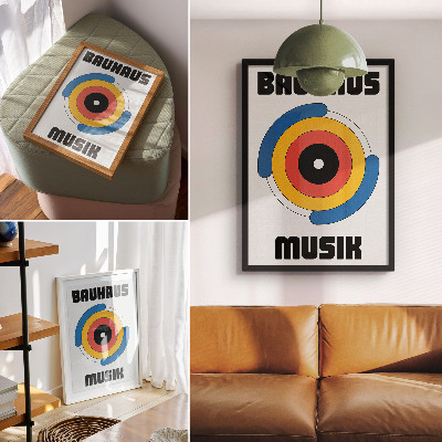 Lienzo decorativo moderno Círculos de estilo Bauhaus, colores fuertes, modernidad