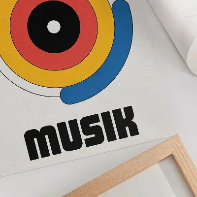 Lienzo decorativo moderno con diseño de círculos estilo Bauhaus en colores intensos