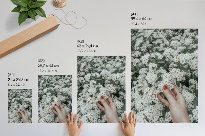 Lámina artística de alta calidad Flores blancas, mano verde, uñas rojas