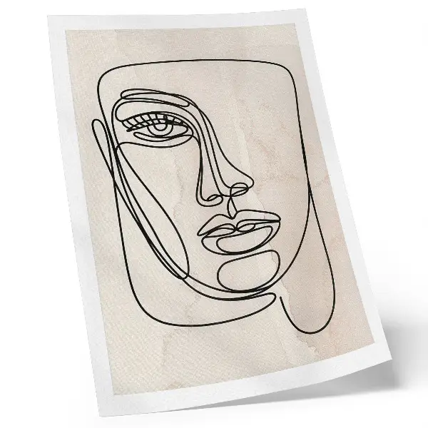 Póster de elegancia minimalista rostro en colores beige y negro con tonos saturados