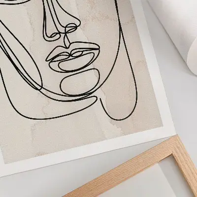 Póster de elegancia minimalista rostro en colores beige y negro con tonos saturados
