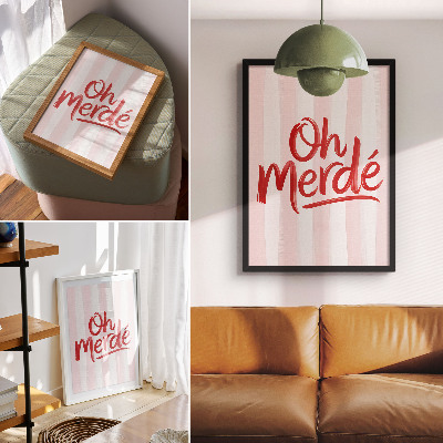 Póster Letras rojas sobre un fondo pastel