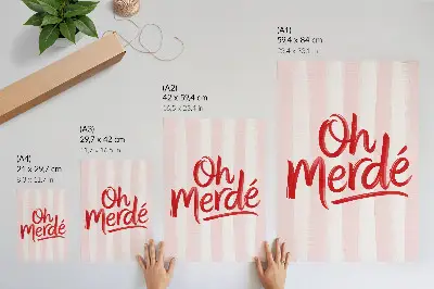 Póster de letras rojas sobre fondo pastel