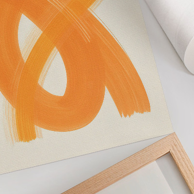 Póster con colores saturados Pinceladas abstractas de color naranja intenso