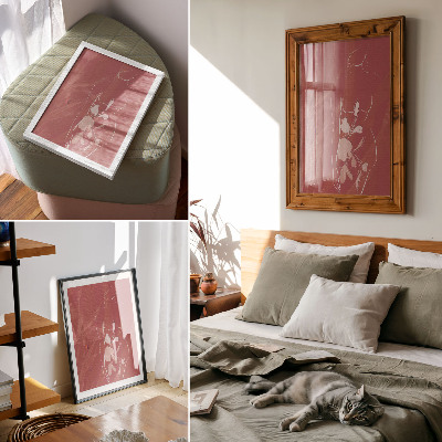 Lienzo decorativo moderno Silueta femenina y flores, delicadeza, minimalismo.