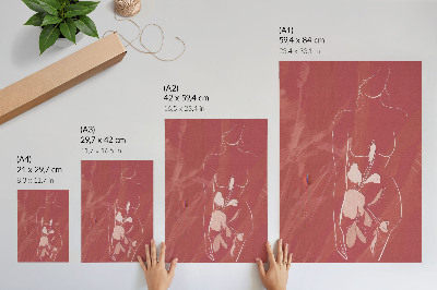 Lienzo decorativo moderno Silueta femenina y flores, delicadeza, minimalismo.