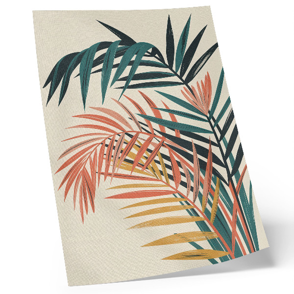 Póster con colores saturados Ilustración de coloridas hojas tropicales