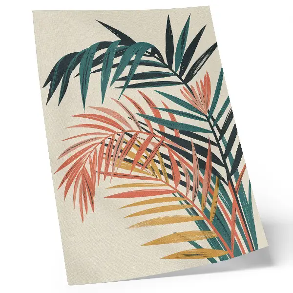 Ilustración de hojas tropicales coloridas póster con colores saturados