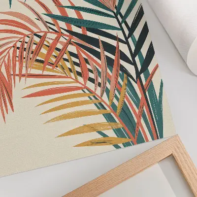 Ilustración de hojas tropicales coloridas póster con colores saturados