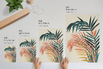 Póster con colores saturados Ilustración de coloridas hojas tropicales