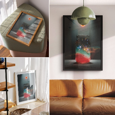 Lienzo decorativo moderno Frasco espacial con luces espaciales de colores