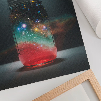 Lienzo decorativo moderno Frasco espacial con luces espaciales de colores