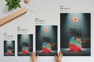 Lienzo decorativo moderno con diseño de frasco espacial y luces de colores