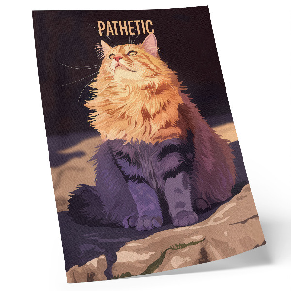 Lienzo decorativo moderno Gato con texto naranja gris beige