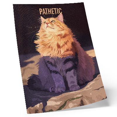 Lienzo decorativo moderno Gato con texto naranja gris beige
