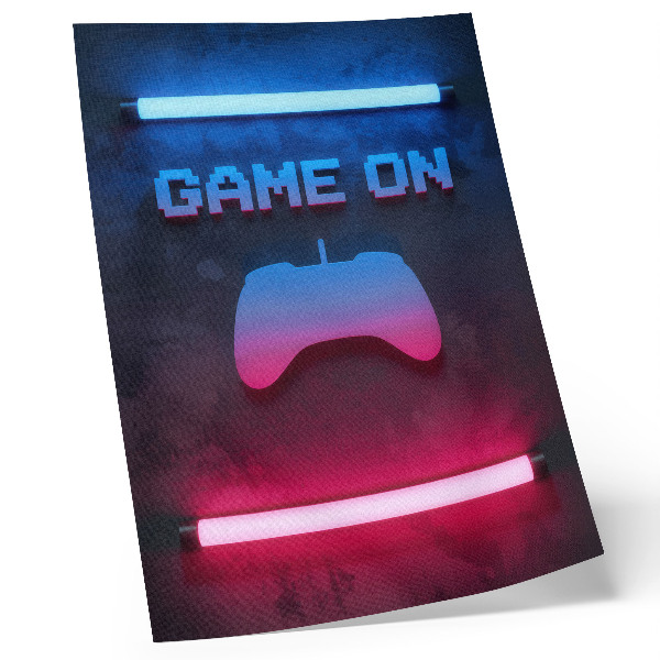 Póster Dinámica de la alfombrilla de juego con inscripción de píxeles de neón