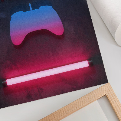 Póster Dinámica de la alfombrilla de juego con inscripción de píxeles de neón