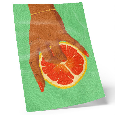 Póster con colores saturados Mano con pomelo de colores vibrantes, arte pop