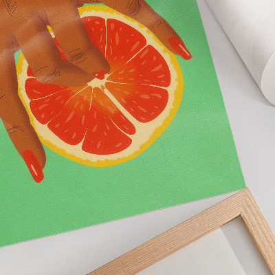Póster con colores saturados Mano con pomelo de colores vibrantes, arte pop